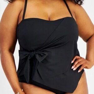 BECCA Etc Plus Color Code Asymmetrical Wrap Tankini Top Black 3X (22-24)